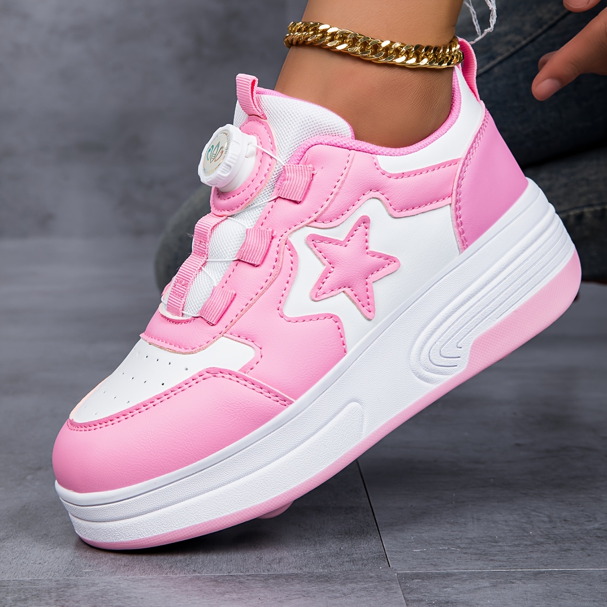 Pink Girls' Roller Skates - Double-wheel Skate Shoes - Outdoor Sneakers for All Seasons - For Girls - Suitable for Holiday Gifts, Christmas Gifts, and New Year Gifts - Fun and Active Play