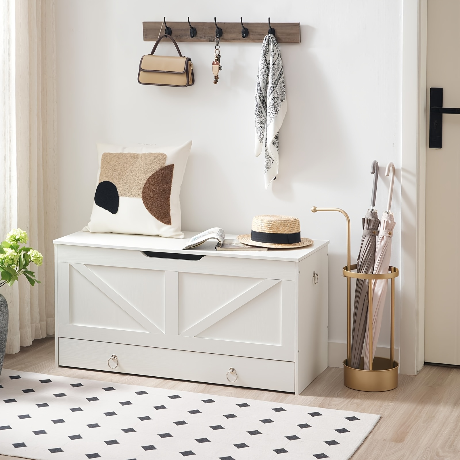 Image of Storage Cabinet, With Storage Space, Box With Drawers, Safe Hinges, 100 Cm, Suitable For Bedroom, Hallway, Living Room, Organized And Tidy, White