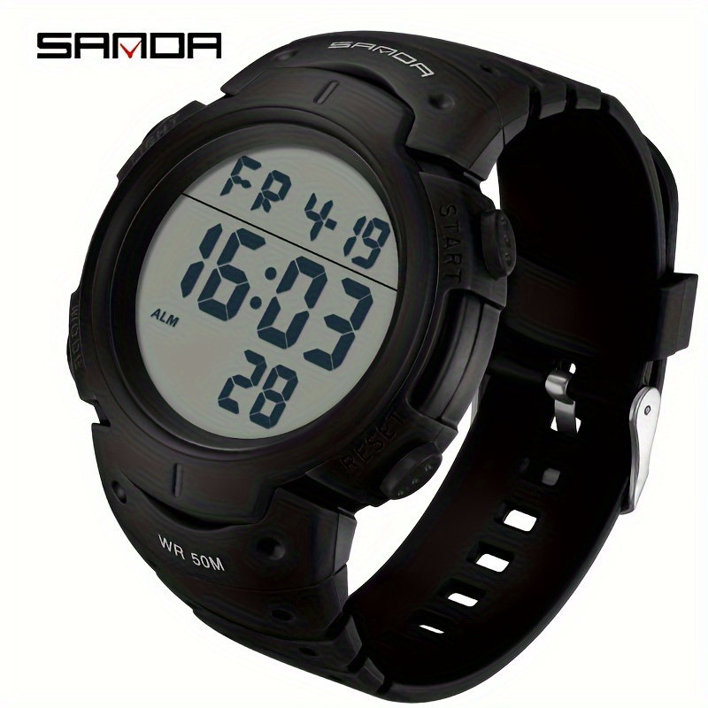 Image of Sanda Men's Fashion Watch: Trendy, Waterproof, Electronic, Multi-functional Youth Alarm Clock With A Large Dial - Perfect Gift For Men