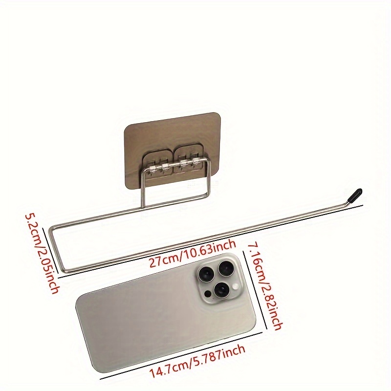 1pc Paper Towel Holder, Wall-mounted Stainless Steel Paper Towel Storage Rack, Household Perforation-free Paper Towel Rack, For Living Room, Bathroom And Kitchen, Home Organizers And Storage, Home Accessories
