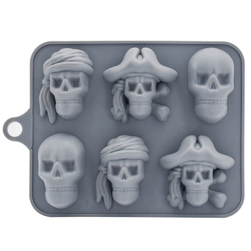 Skull Silicone Ice Cube Tray with 6 Compartments
