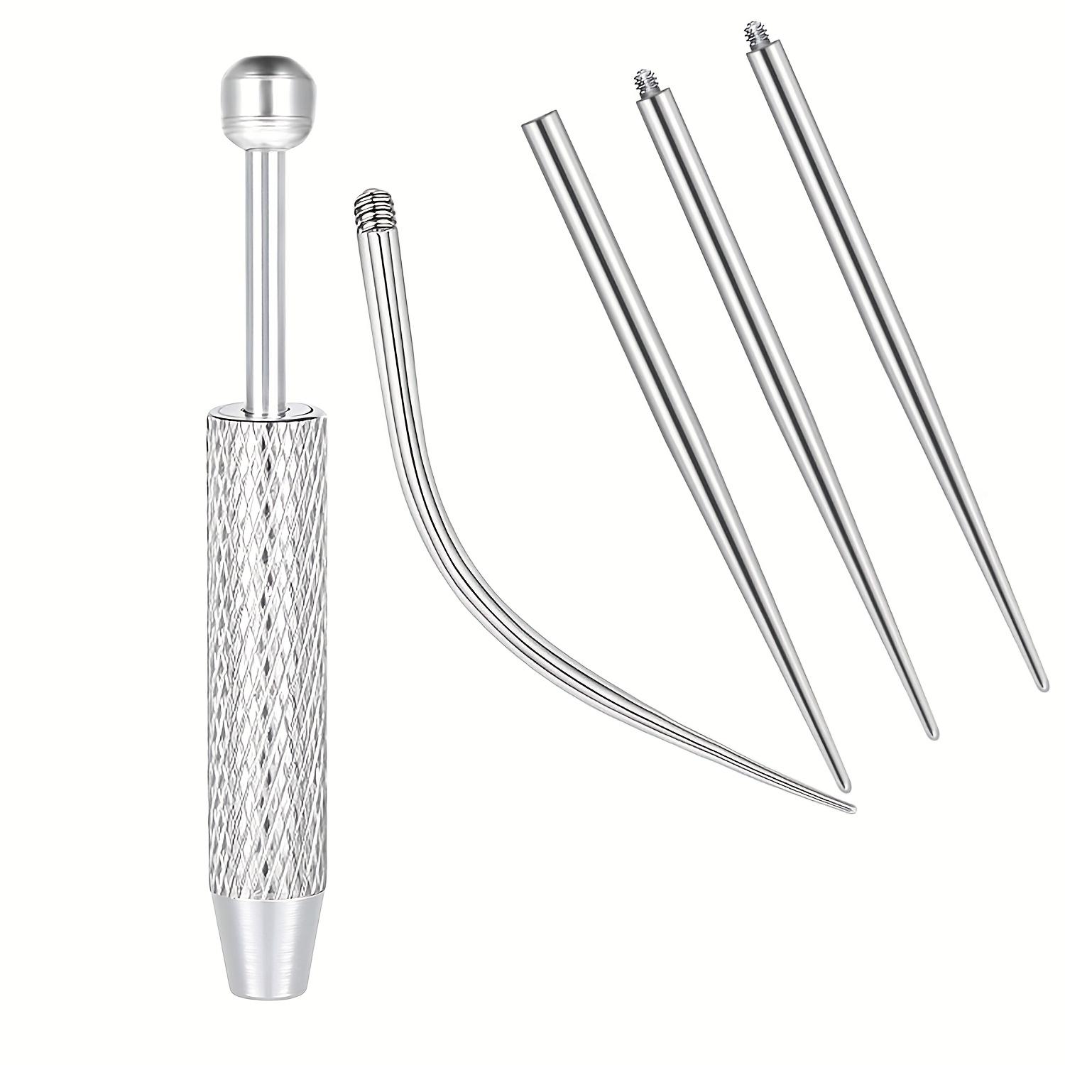 Image of 5pcs/8pcs Puncture Ball Grasping Tools And 16g 18g 14g Puncture Cones, Used For Inserting Flat Back Threaded Earrings, Stainless Steel Puncture Tools, Suitable For Ear, Nose, Lip, Etc