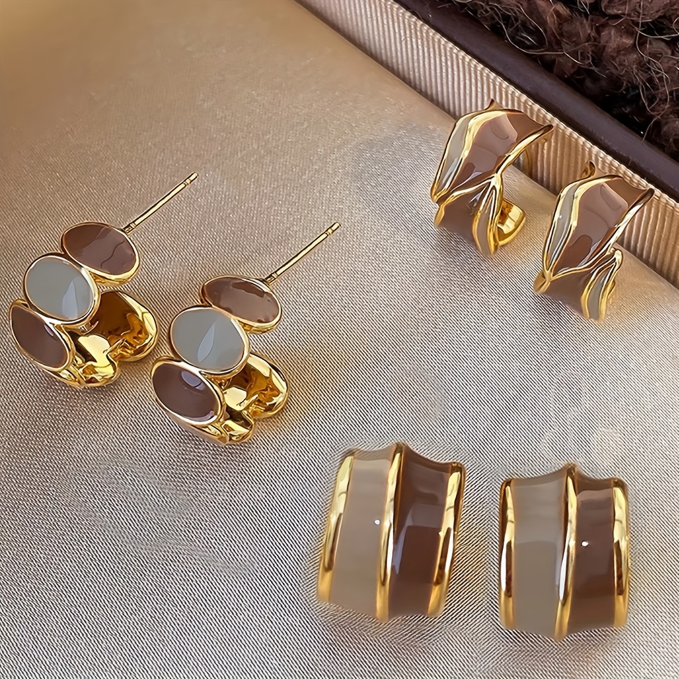 Image of 3pcs Bohemian Retro-chic Lightweight Women's Earring Set With Geometric Irregular Design, Suitable For Daily Commuting And Casual Wear In Any Occasion