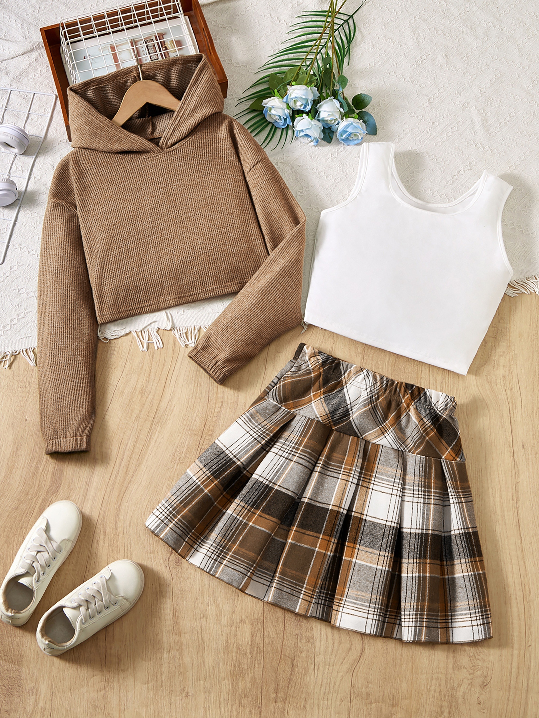 ensemble pièces sweat à capuche brossé gilet jupe Temu Belgium