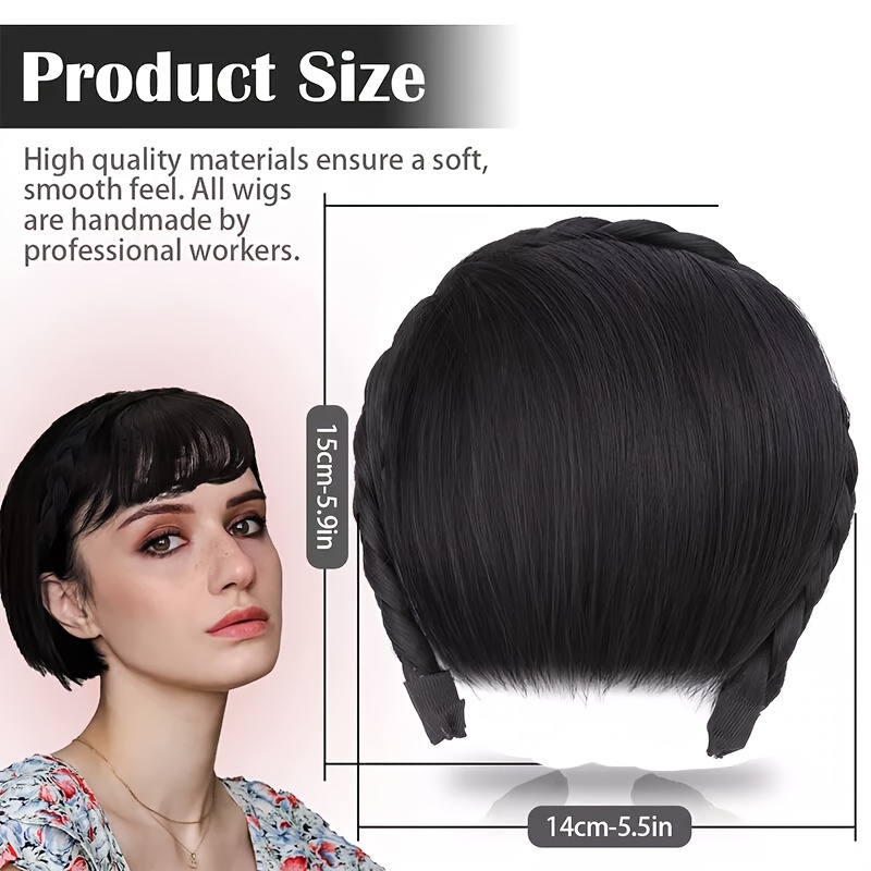 high top hair accessory 1  color   womens synthetic clip in bangs braid design versatile bangs piece suitable for all hairstyles wearable for daily and date   halloween details 1
