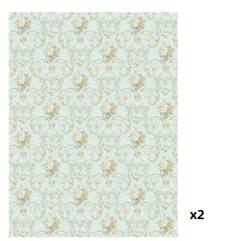 Dollhouse Wallpaper - Green Line Flower Pattern, 1:12 Scale Miniature Print (A3 Sheet)