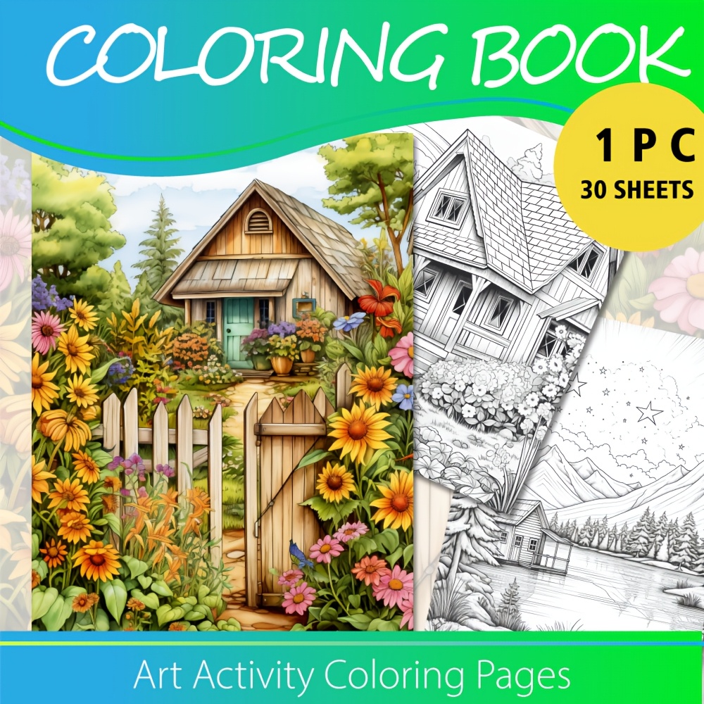 TEMU 32 Pages Adults Coloring Book With For Women, A4 Size Stress Reduction Relaxation Coloring Book For Adults, Gift For Anxiety , Birthday, Party,