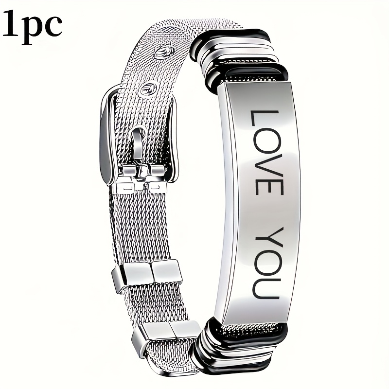 TEMU Customized Personalized Name Bracelet For Men Unisex Fashionable With Adjustable Buckle