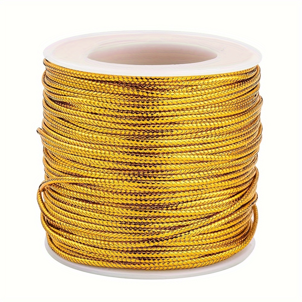 TEMU 1roll, Metallic Cord, /silvery, 2mm, About 43.74 Yards (40m)/roll, For Jewelry Making And Crafting Supplies