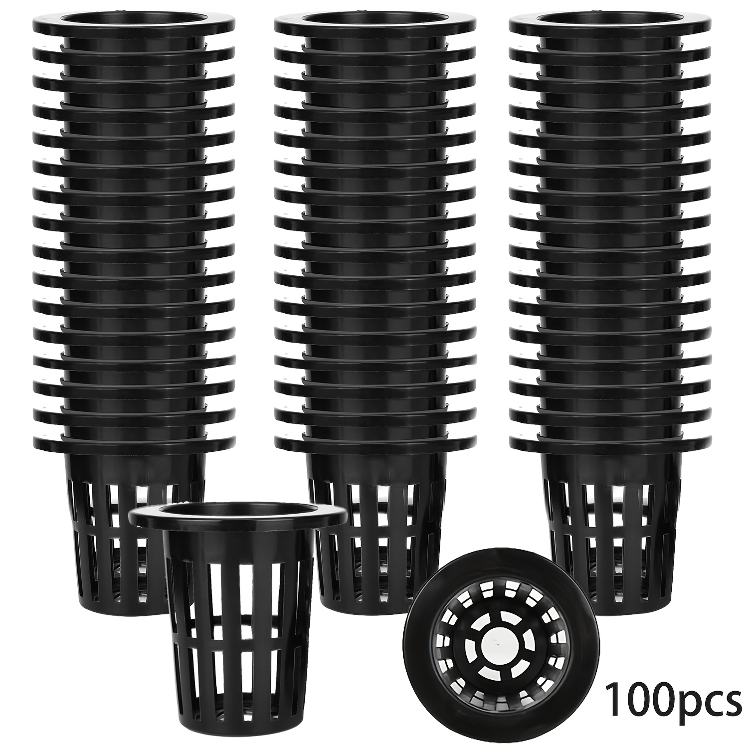 E-shop 100 Stück Heavy Duty 2" Nettpflanzenbehalter für Hydroponik - Wiederverwendbare, UV-beständige Mesh-Becher mit Schlitzdesign für Tower Gardens,