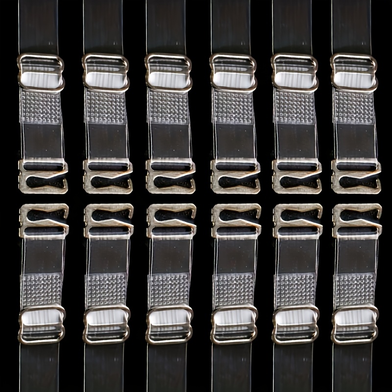 Image of 12pcs/6pairs Transparent Shoulder Straps, Shoulder 1.0cm/0.39in, Invisible Adjustable Underwear Straps, Women's Lingerie & Underwear Accessories
