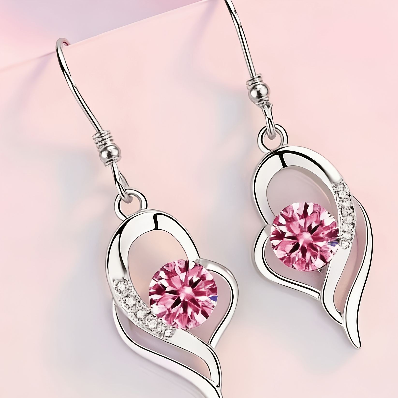 TEMU 1 Pair Of Women' Heart-shaped " In My Heart" Earrings - Micro-pendant Rhinestone Suitable For Valentine' Day Gifts, Mother' Day, Casual Attire,,
