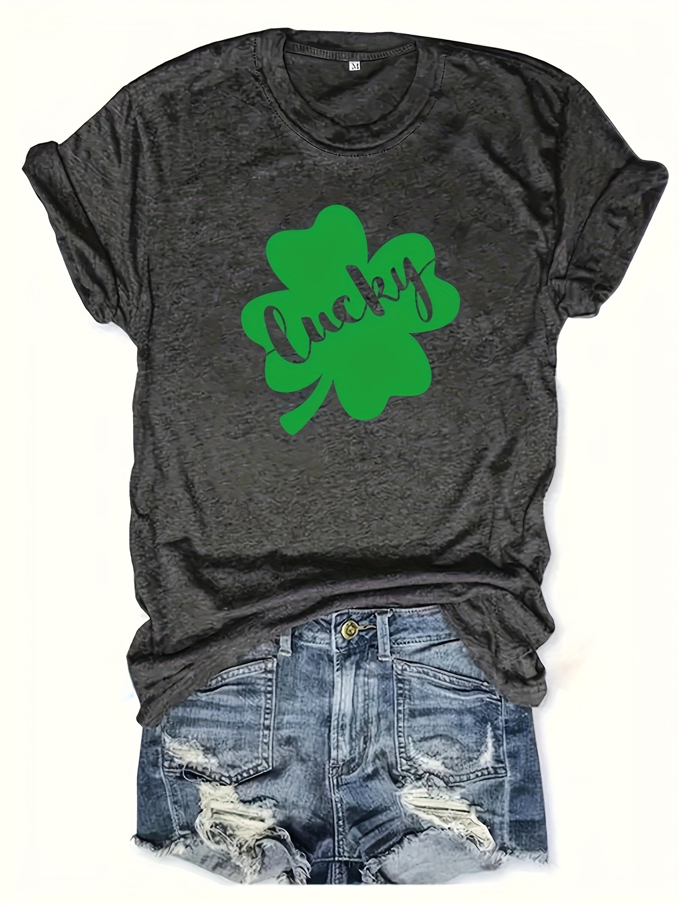 St. Patrick's Day Clover Print Skinny Leggings Casual High - Temu