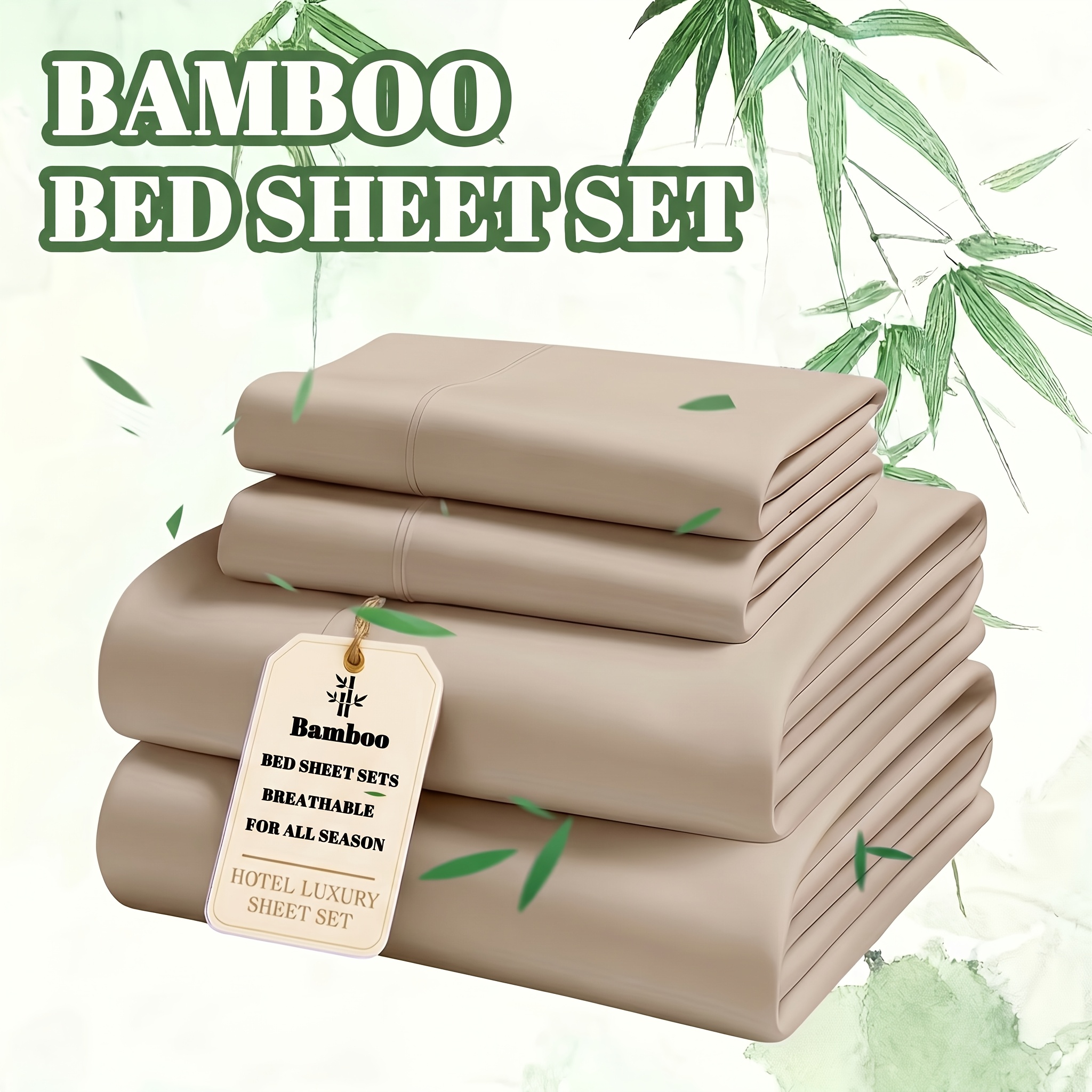 TEMU Bamboo Fiber And Cotton Bedding, 3/4pcs, Soft, Snug, And Non-slip, With Enhanced Elastic Deep Fitted Sheet, Includes 1 Fitted Sheet, 1 Flat