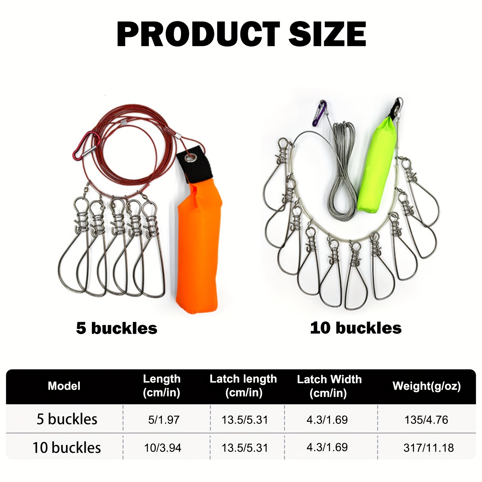 1pc Fish Stringer, Live Fish Lock With High Strength Buckles, Big Fish Wire  Rope, Fishing Holder Kit With Float