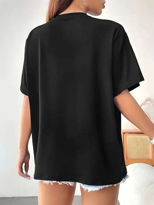 1 size womens big inspirational t shirt black crew neck medium stretch polyester blend design with empowering facts casual outdoor wear for spring summer fall casual plus size wear casual crew neck machine washable ladies t shirts