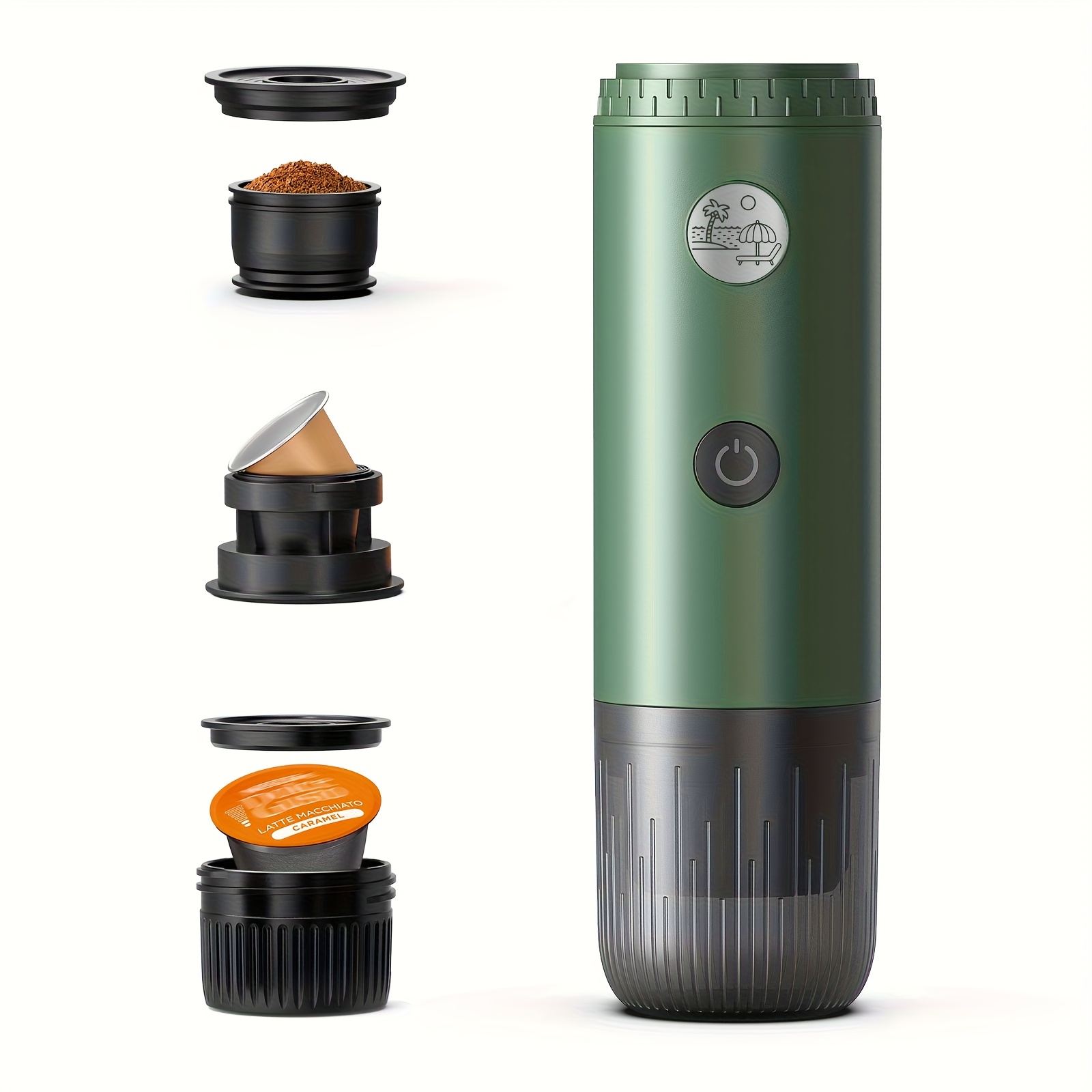 Portable Machine, Travel Coffee Maker For Camping, Car Coffee Maker Self-heating With Ground Coffee & Ns Capsule & Dg Capsule For Rv, Hiking, Office
