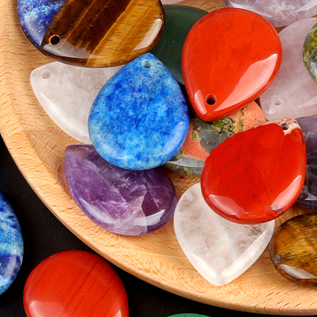 Multicolor Natural Stone Water Drop Pendant Necklace