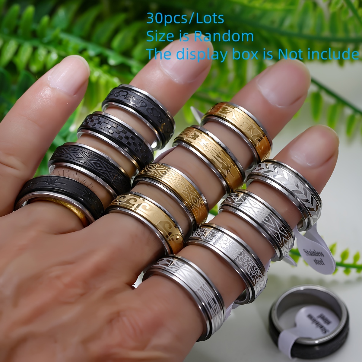 wholesale lots 30pcs stainless steel golden silvery men woman rings for men rotating stainless steel anti stress anxiety   spinning ring Product details 0