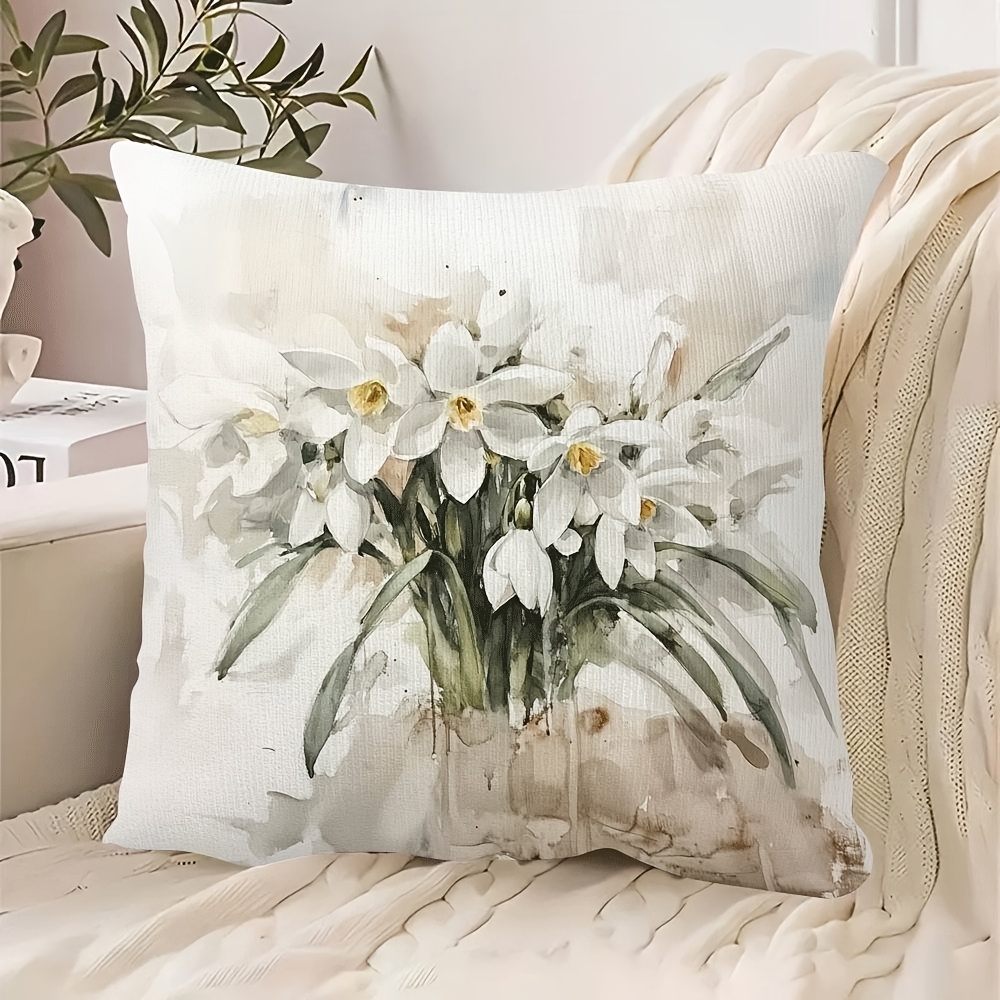 

Chic Watercolor Throw Pillow Cover 18x18" - Zip Closure, Machine Washable, Sofa, Bed, Car & Office Decor