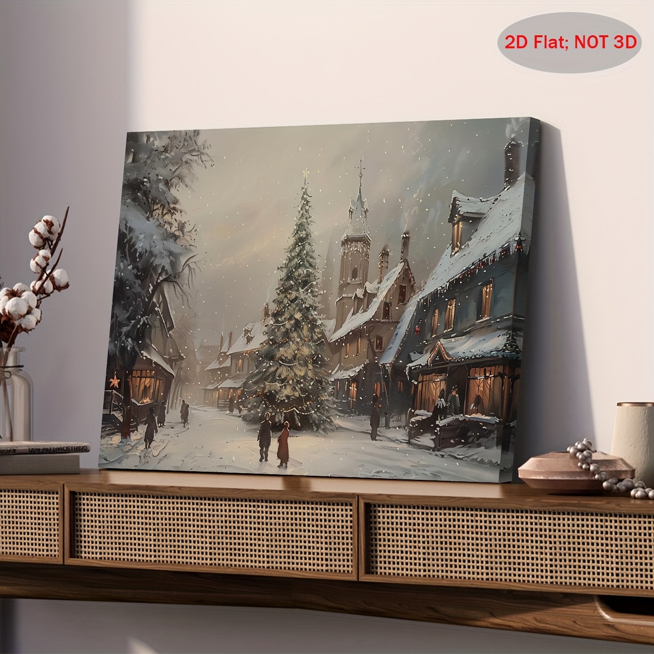 WODMIS Quadro Su Tela Con Paesaggio Innevato Invernale - Decorazione Da Parete Rustica, 28 X 35,6 Cm. Stampa Artistica Con Alberi Di Natale, Perfetta Per L'inverno E Le Festività. Tela Con Cornice E Kit Per Appendere Incluso. Ideale Per Soggiorno, Camera Da Letto, Ufficio. Regalo Per Natale.