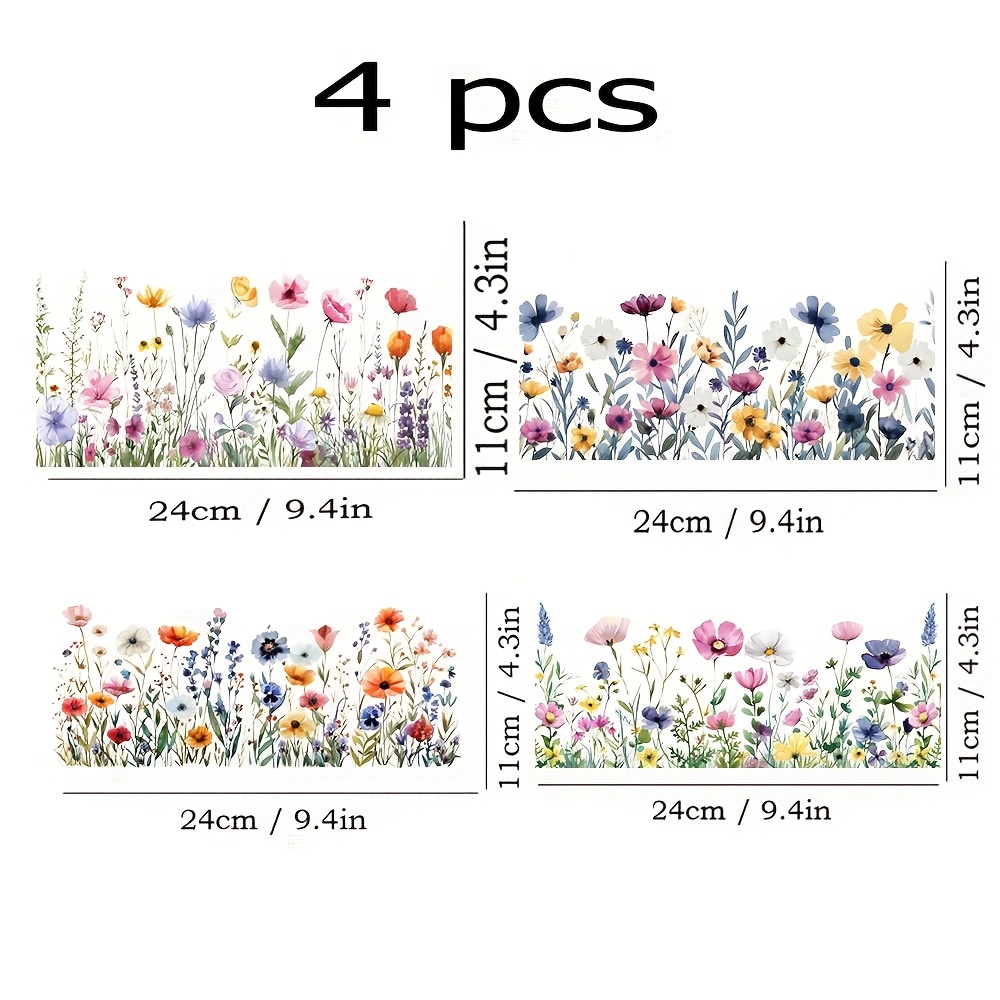 E-shop 4 Stück/Blatt UV DTF Becherfolien Aufkleber – Bunte Blumen UV DTF Folien Aufkleber Druck DTF Transferfolien für Tassen, Becher, Flaschen,