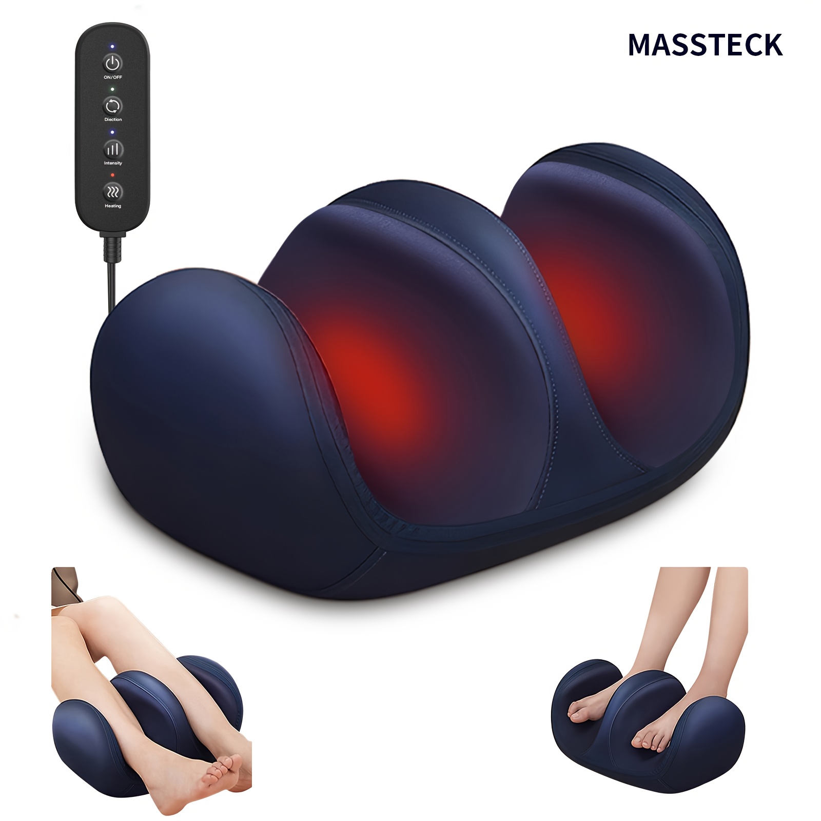     massager machine with heat 3 adjustable   shiatsu feet and leg massager kneading rolling for   calf ankle leg plantar massage gift for mom dad women men with remote control