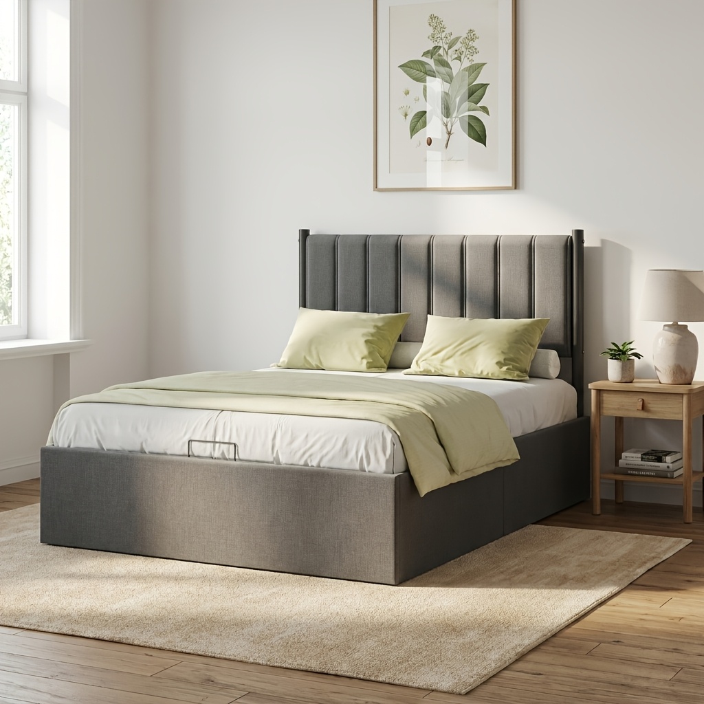 TEMU Cadre de lit moderne avec rangement relevable et système de levage hydraulique - Grand espace de rangement sous le lit adapté à , cadre de lit