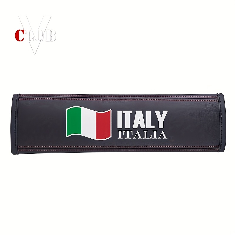 Image of Shoulder Pads For Seat Belts Featuring The Italian Flag, Made From Soft And Skin-friendly Synthetic Faux Leather, Designed As Decorative Covers For Car Safety Equipment