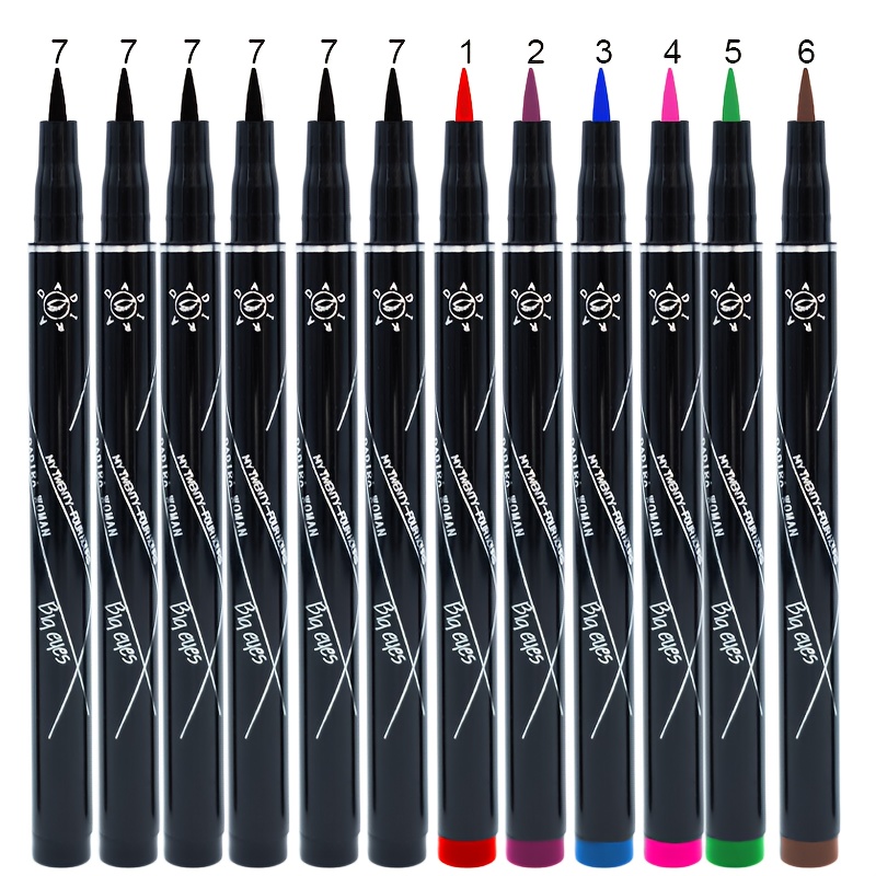 12pcs Set Of Colorful Eyeliner Pens With Smooth Application, Long-lasting Waterproof Formula That Smudge