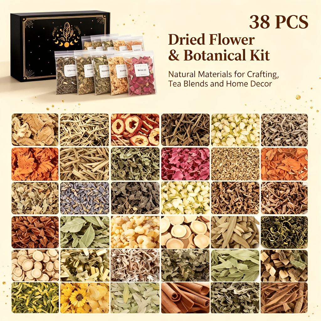 Image of 38pcs Set Of Flower And Grass Bags, Suitable For Soap Making And Candle Making, Suitable For Beginners In Witchcraft Set, Random Style, Multi-piece Set Of Party Gift Bags, Home Decoration