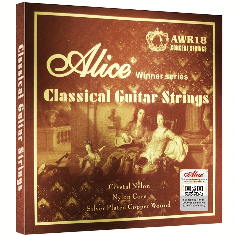 TEMU Professional Classical Guitar Strings Awr18-n Set, Crystal Nylon Bright Strings, Composite Nylon Core, Silver-plated Copper (nano-polished