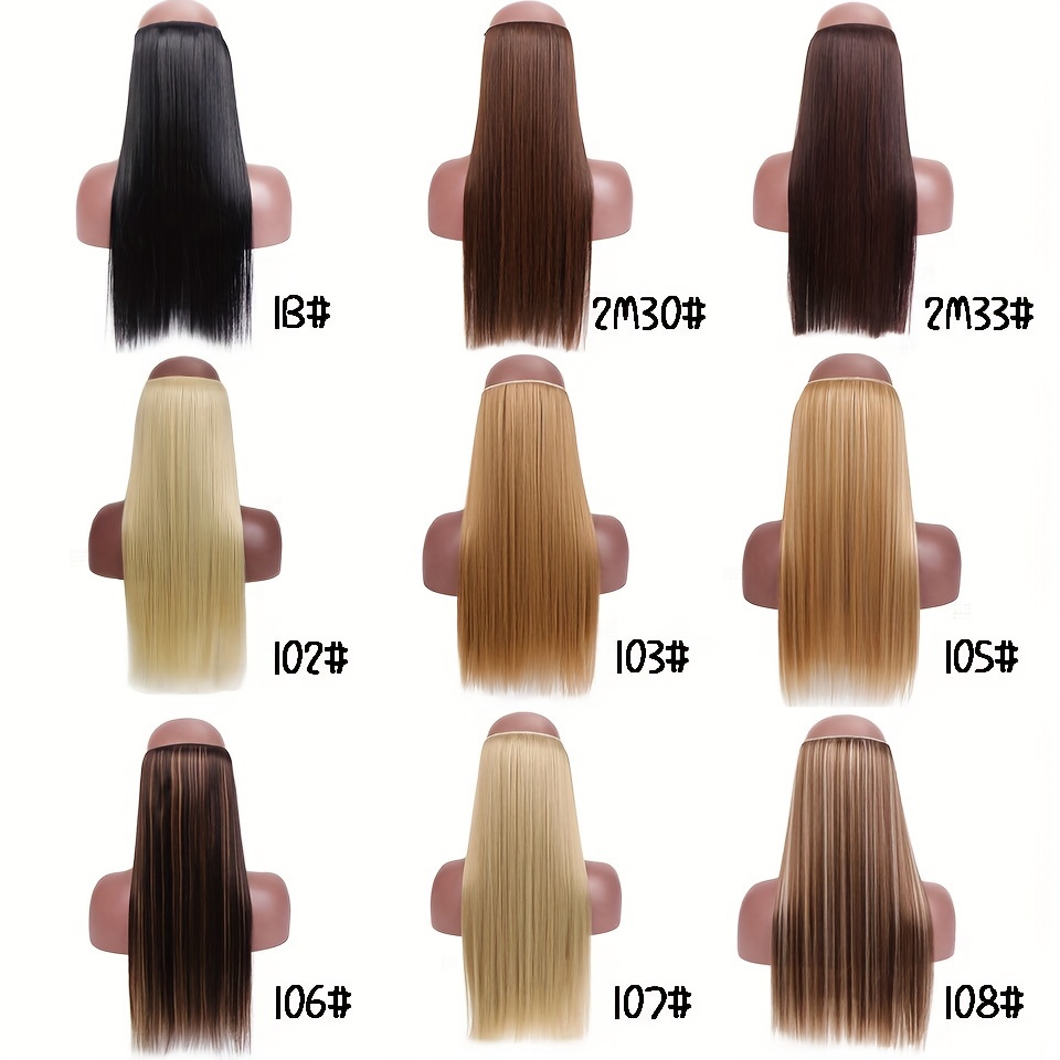   of   type hair extensions straight hair wig piece one hairpiece with invisible fish line transparent wire adjustable size details 5