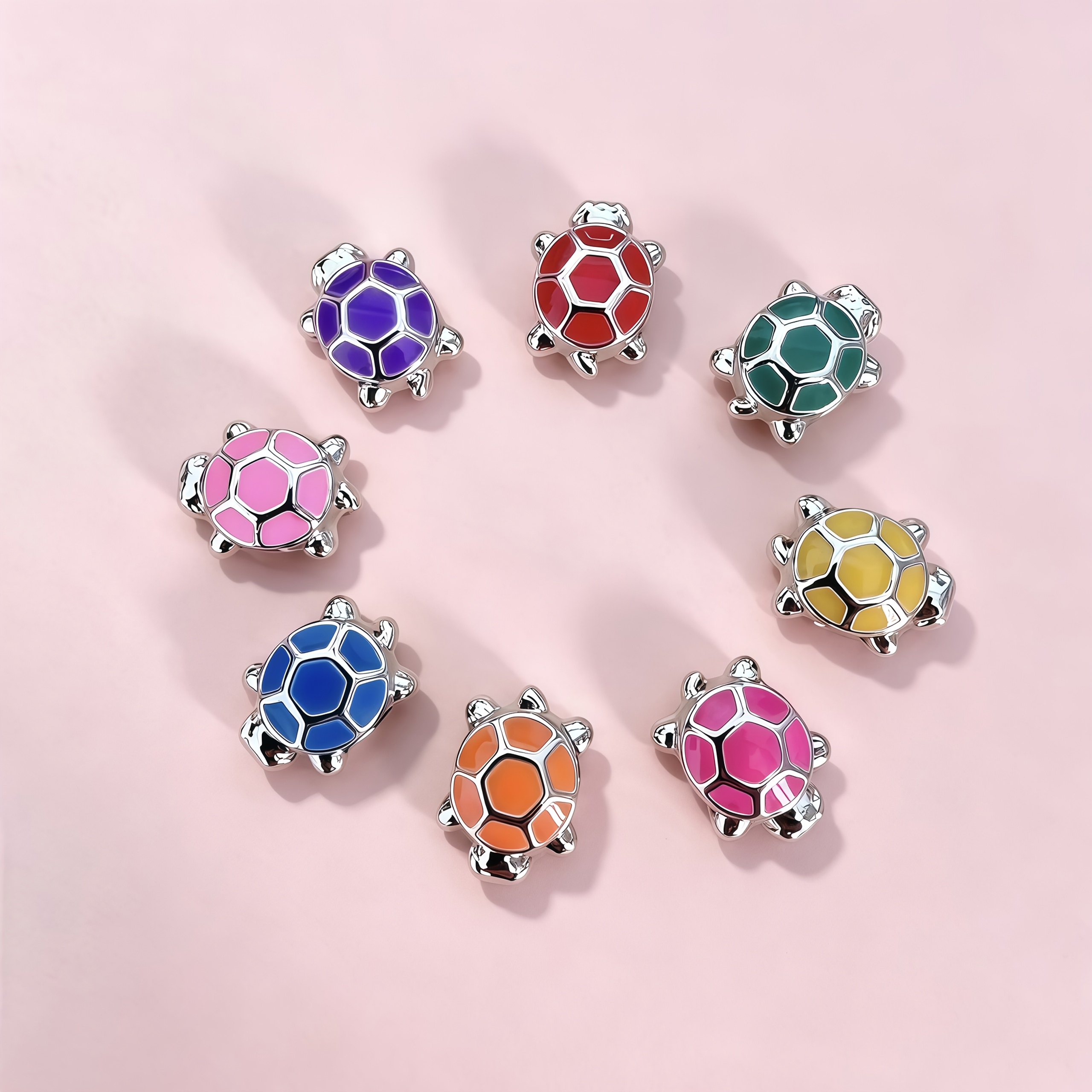 TEMU 8pcs Sea Turtle Shaped Beads - Double-sided Enamel Suitable For Making, Handmade Hollow-out Sea Turtle Beads With Pierced Spacers, Positioning