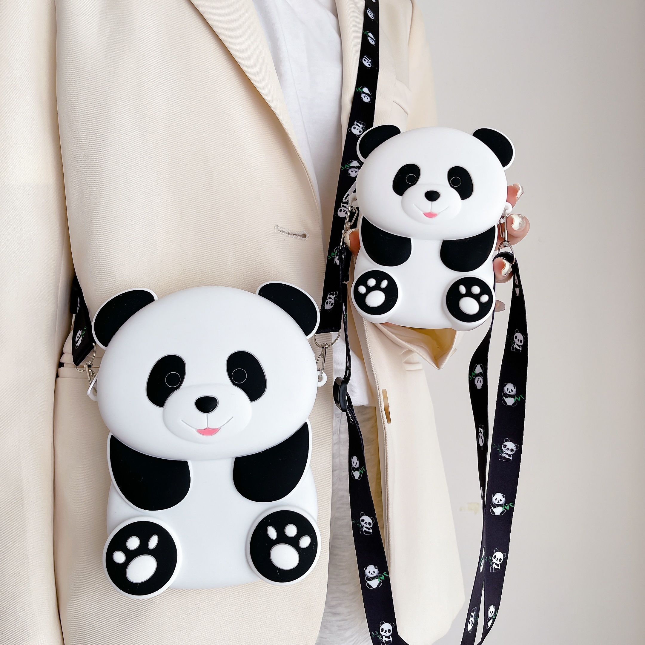 

Fashionable Panda Themed Crossbody Bag For Girls, Silicone Material For Storing Coins, Ideal For Students