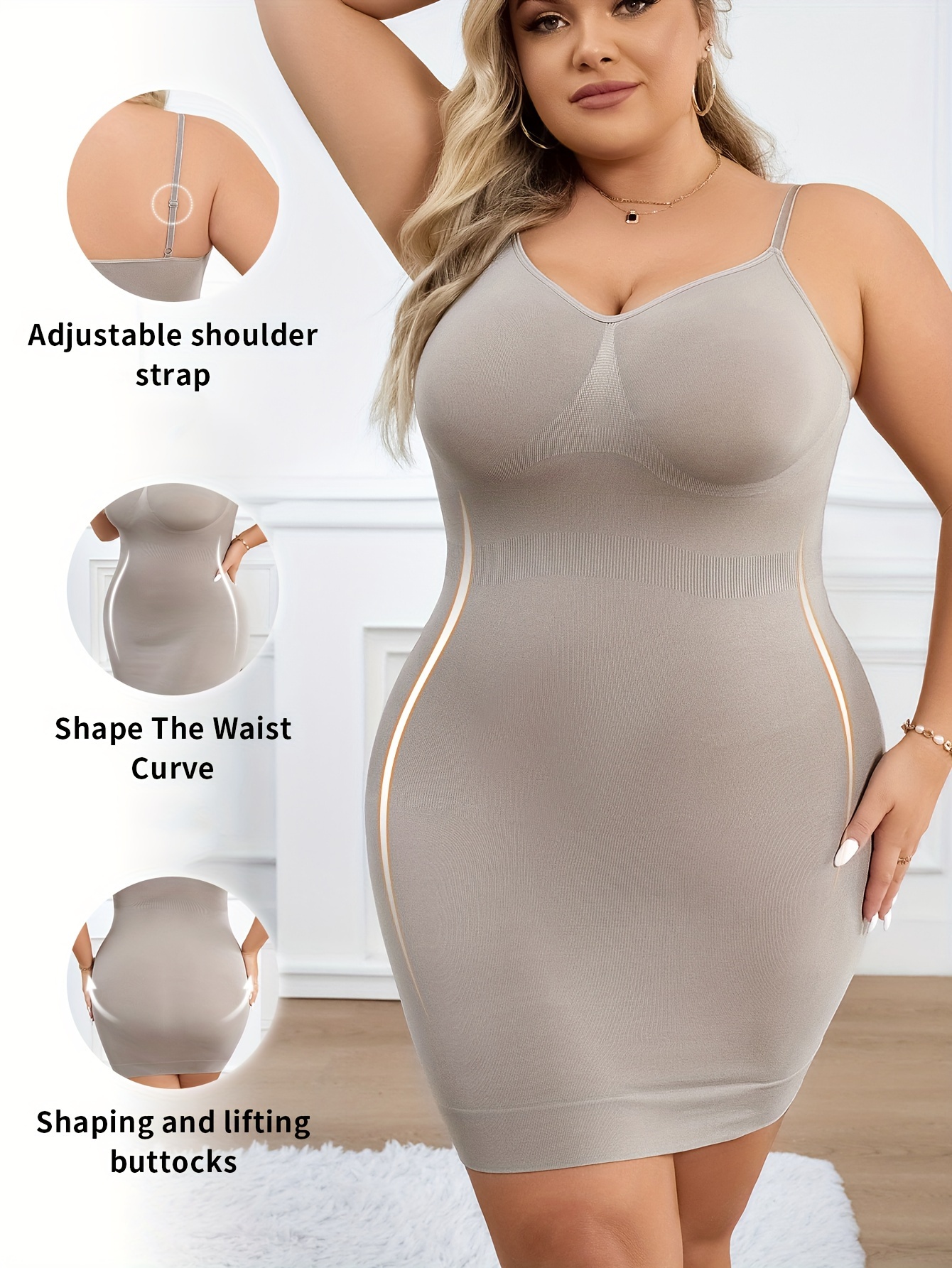 women s plus size slip shapewear dress built in bra body Temu Germany