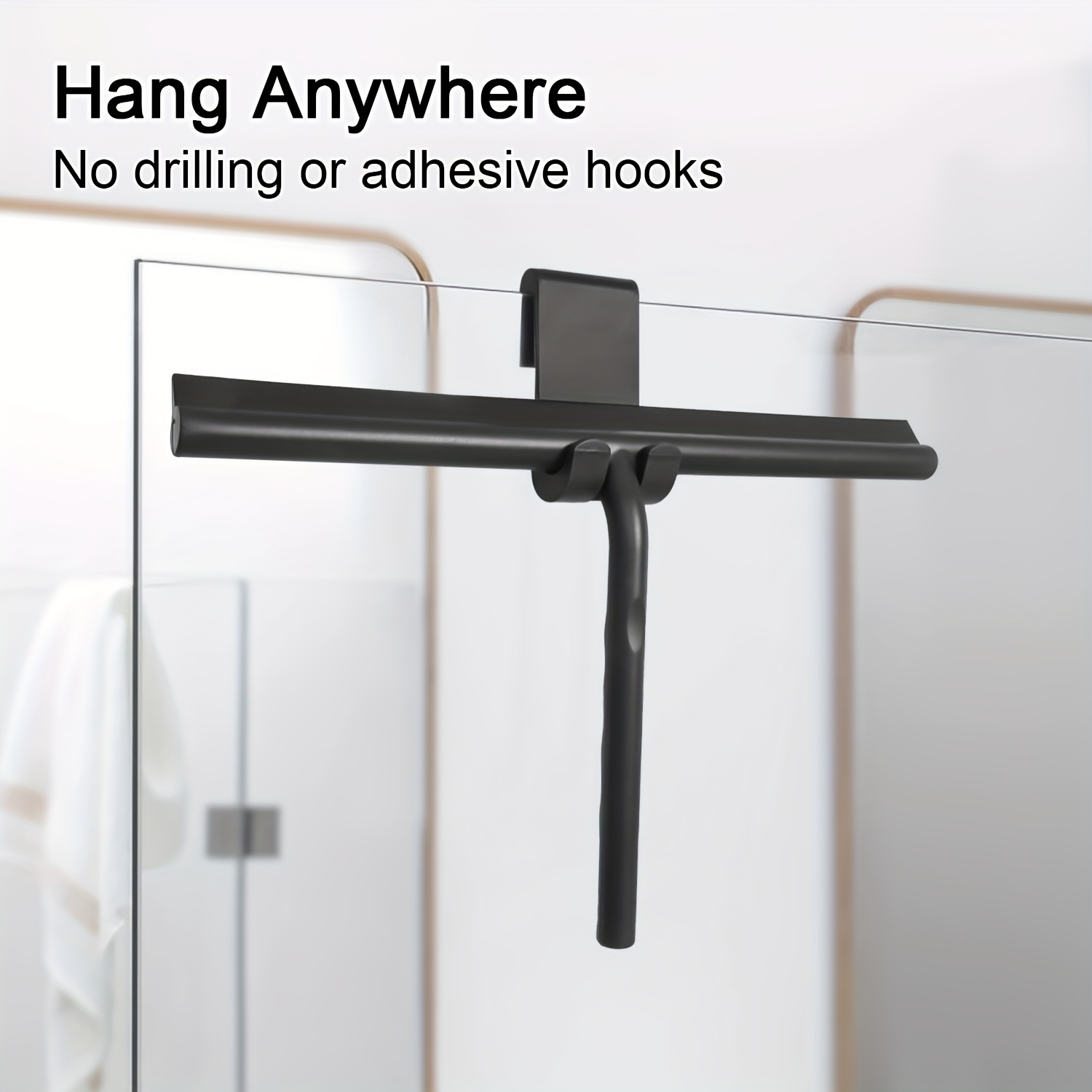 Image of Large Silicone Squeegee For Windows, Shower Silicone Wiper, Handheld Glass Wiper, Squeegee With Holder, No-drill Shower Squeegee, Window Squeegee With , Glass, Mirror, Window, Car And Tile Scraper