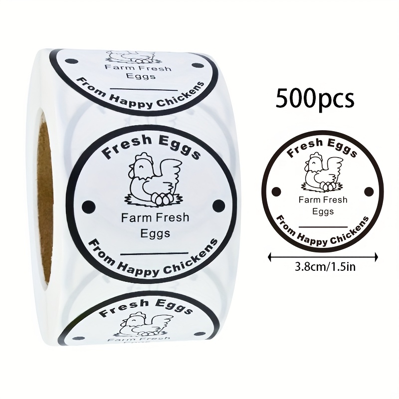 E-shop 500 Stück 3,8 cm Frisch-Ei-Verpackungsetiketten Bauernhof-Frischeier-Aufkleber Eier-Warnaufkleber für den Markt
