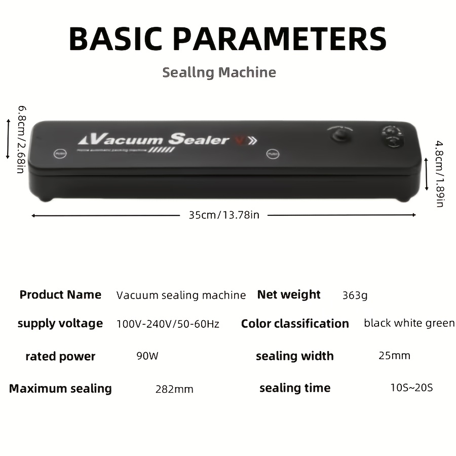 Vacuum Sealing Machine Set, 55 Sealed Bags, for food Preservation And Storage, Suitable For Food Preservation And Storage As Well As Vacuum Low-temperature Cooking, Automatic Vacuum for food Sealing Machine, Convenient Household for food Preservatio
