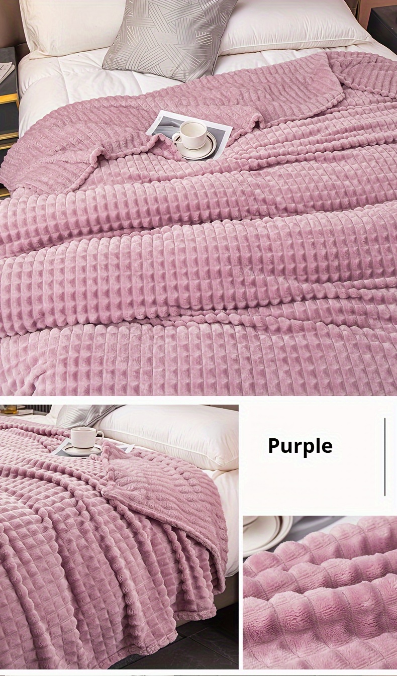 1pc checkered   rabbit fur blanket warm and cozy throw blanket for couch bed and sofa soft and soothing throw blanket details 4