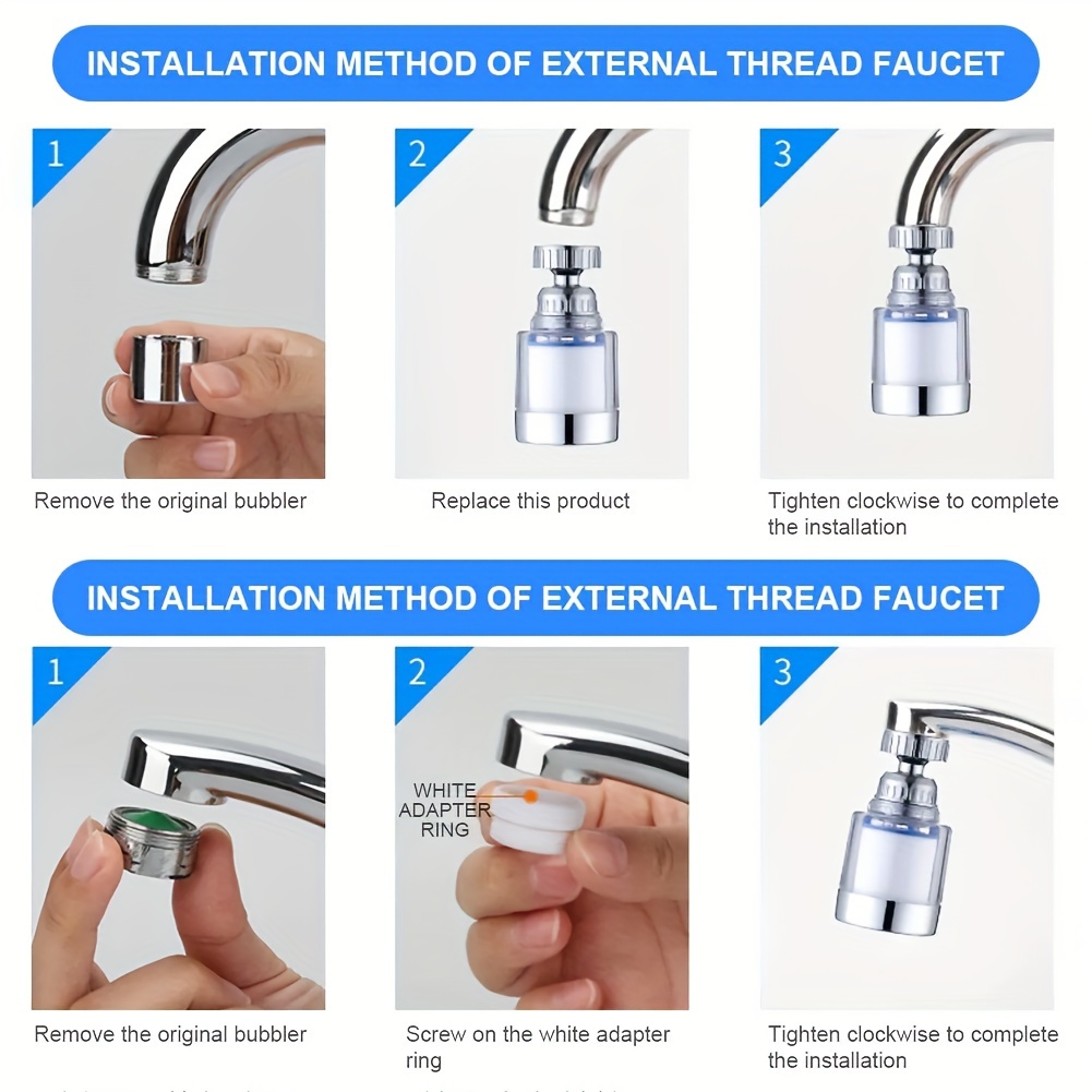 faucet filter bathroom kitchen tap water purifier front filter 360 degree rotating pressure boosting splash proof faucet shower details 6