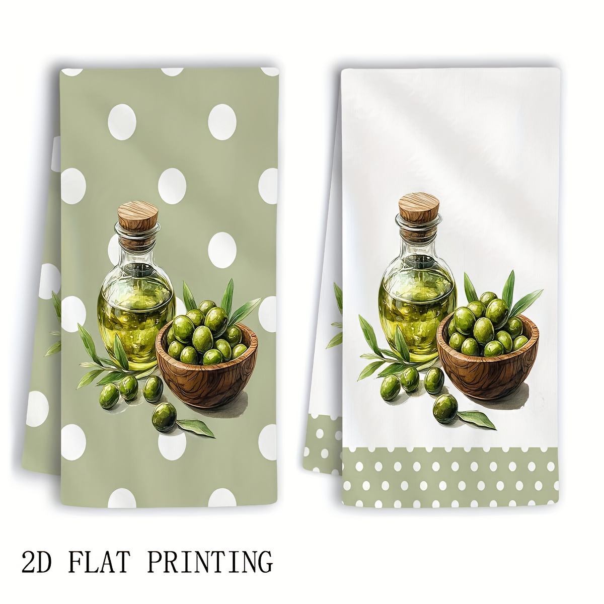 TEMU Paño de limpieza 2 piezas Toallas de cocina, Toallas de oliva, 40 X 60Cm, Toallas de té de poliéster, Toallas para lavar platos Regalo de ,