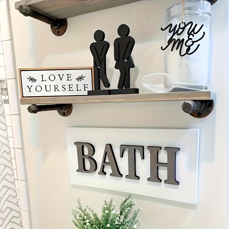 

2pcs Wooden Bathroom Decor Set For - Accents