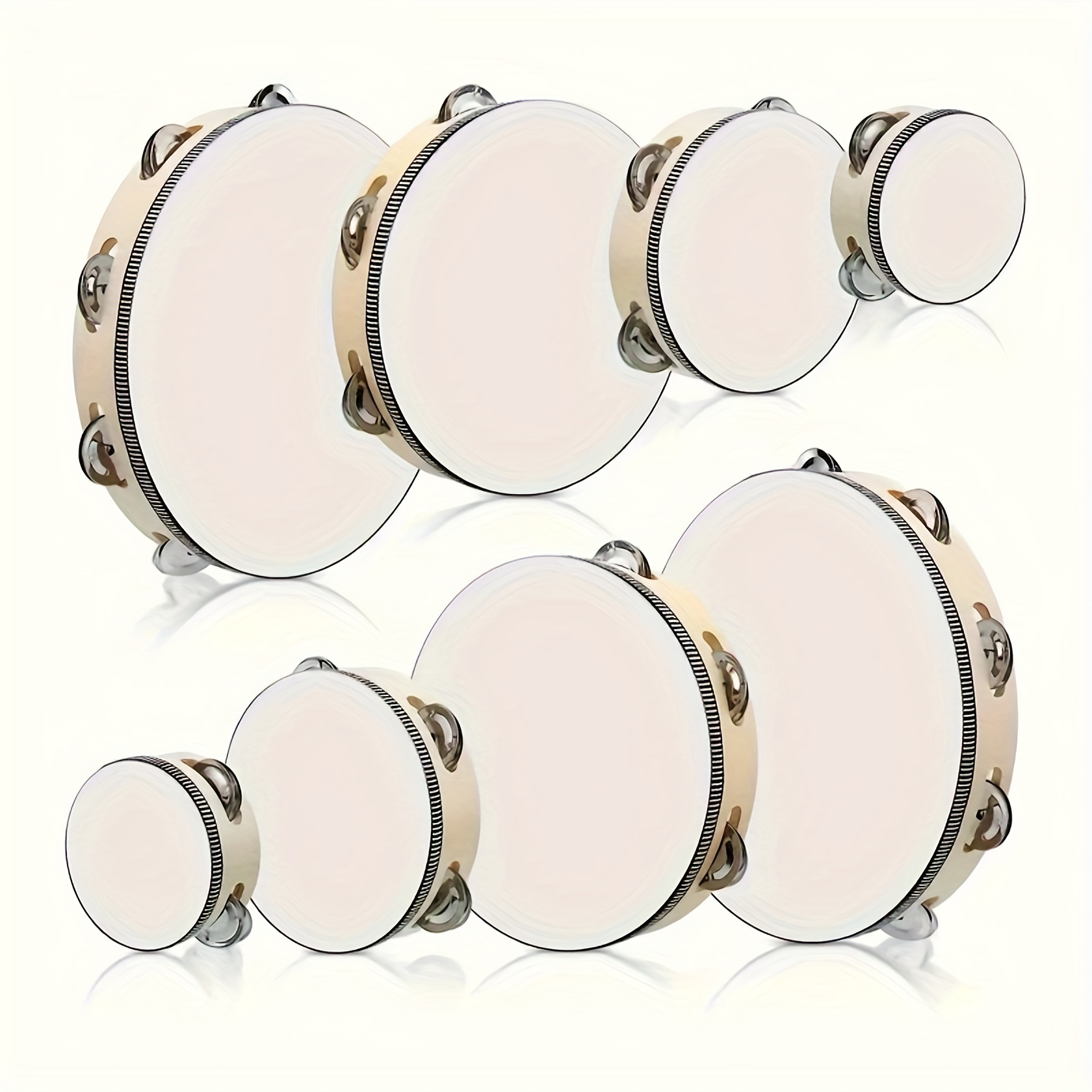 

Premium Double Row Tambourine Set - 6", 8", 10" Wooden Handheld Drums With Metal Jingles, Perfect For Percussionists & Diy Projects Drum Accessories Percussion Instruments