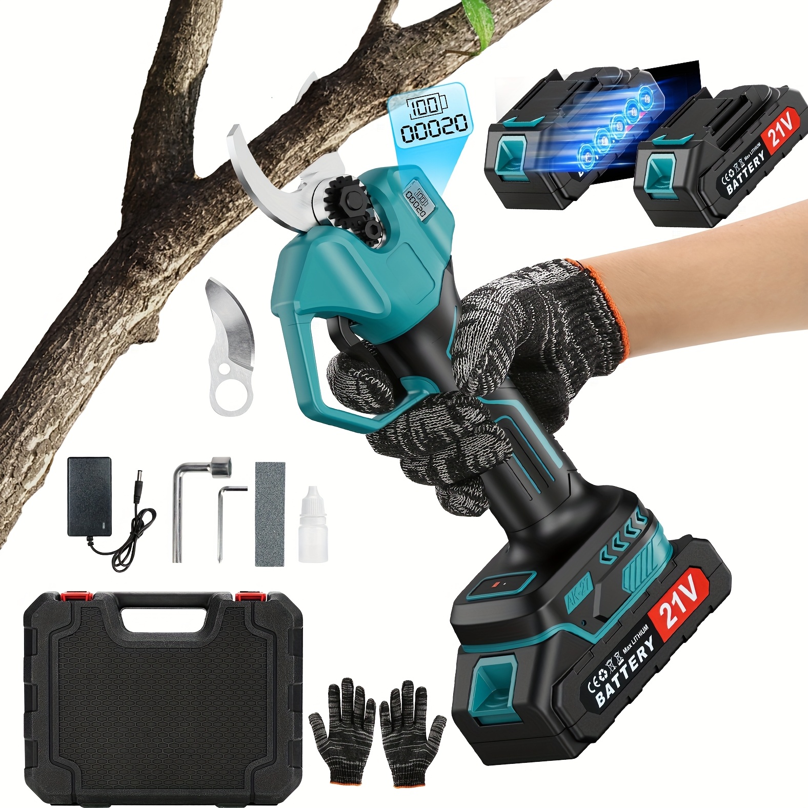 TEMU (40 Mm) Diameter Electric Pruning Shears, Electric Scissors, Rechargeable Pruning Shears, Led Battery Display & Number Of Cuts, Electric Pruning