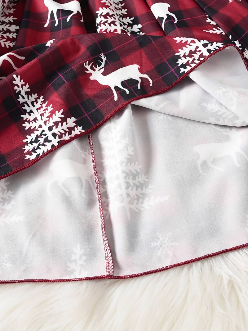 Tenue De Noël 2 Pièces Pour Fille - Haut "Joyeux Noël" Et Robe à Carreaux - Taille 3 à 10 Ans