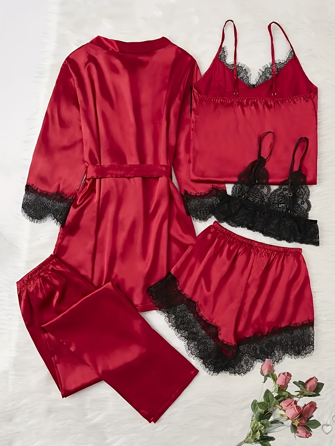 Elegant 5-Piece Satin and Lace Pajama Set/Conjunto de pijama elegante de satin y encaje 5 piezas F6cda9fc F450 473f 8e0a Aff5a1c5b3fe