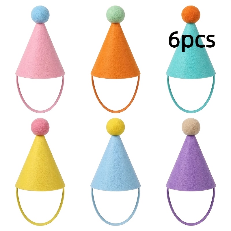 TEMU Lot de 6 chapeaux de fête coniques GDGDSY pour chats et chiens - Bords cousus durables, réglables pour toutes les tailles de races