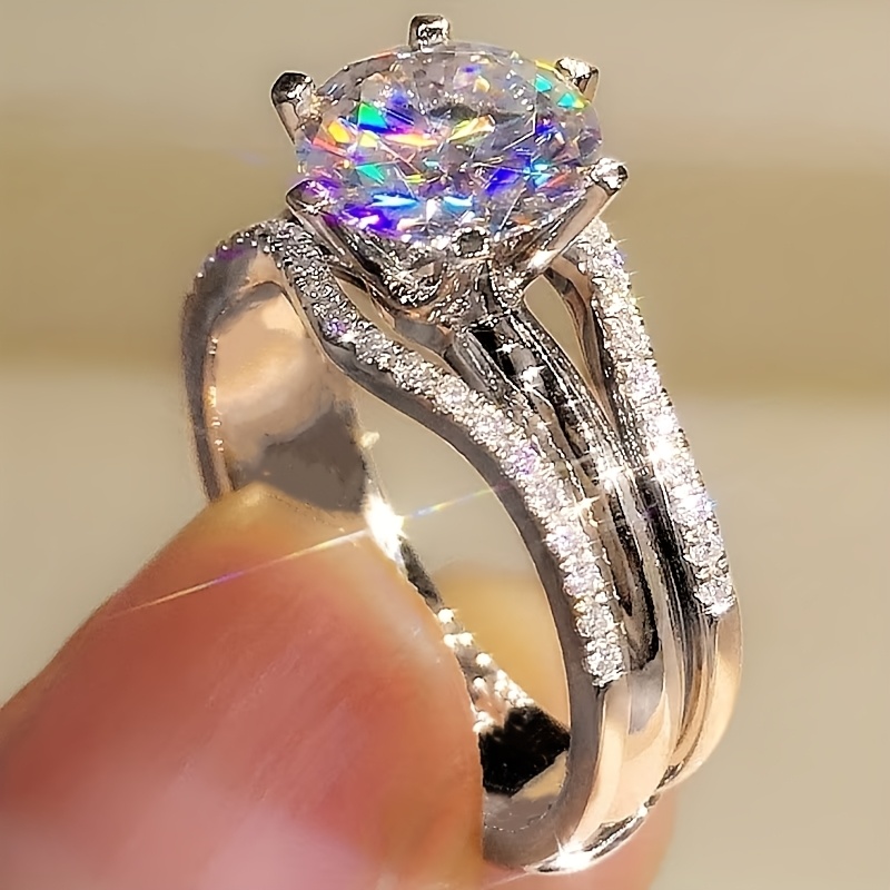 Exquisite Promise Ring with Cubic Zirconia Inlay