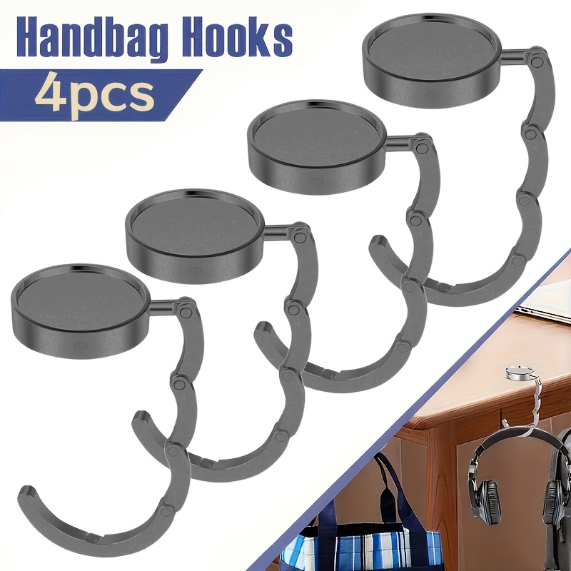 E-shop Set mit 4 tragbaren, faltbaren Taschenhaken, Diebstahlsichere Tisch-Taschenhänger, sichere Handtaschenhalter für Frauen, für Arbeit, Schule und